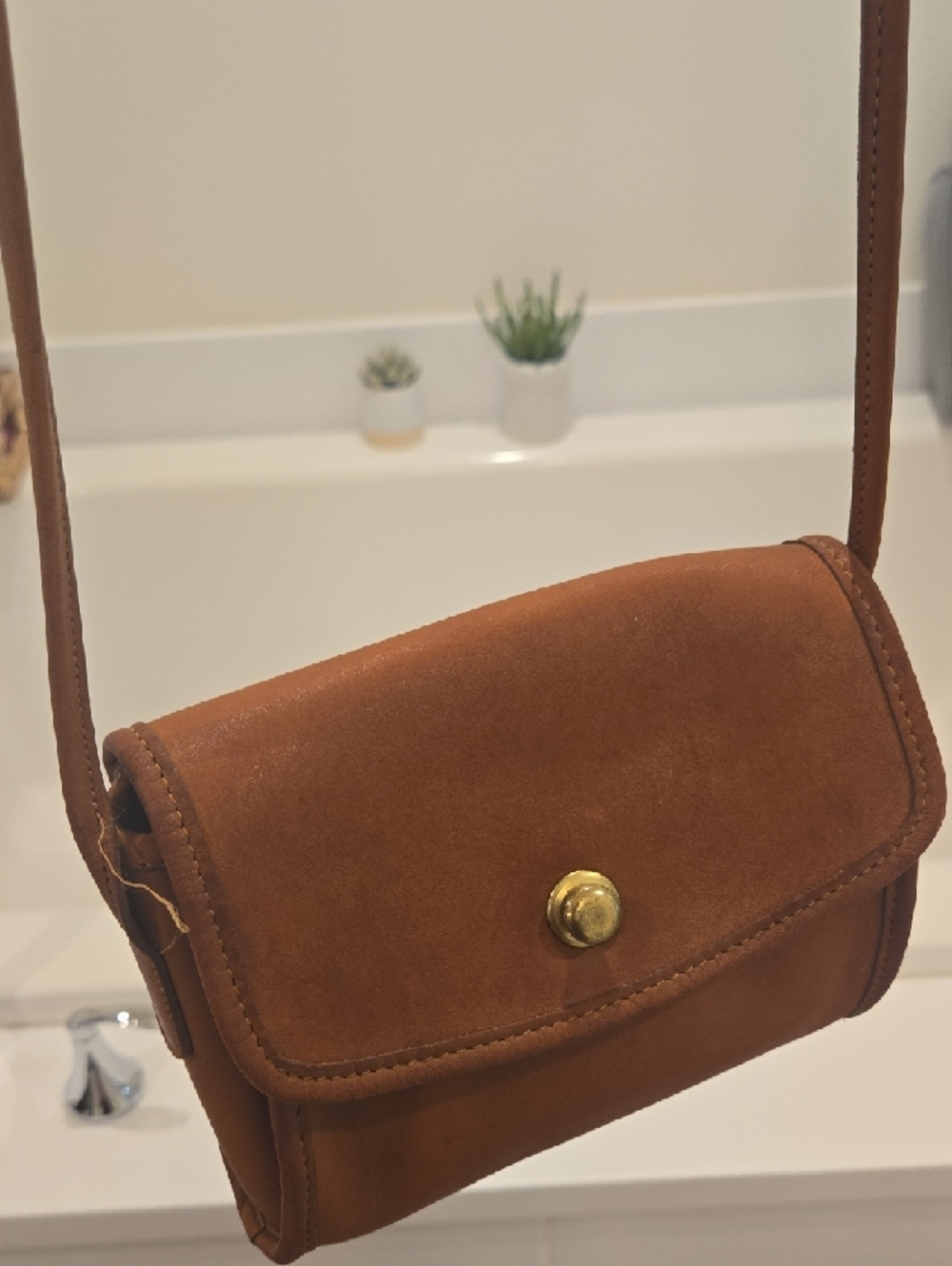 Coach Brown Leather Crossbody with Gold Snap - Picture 10 of 10